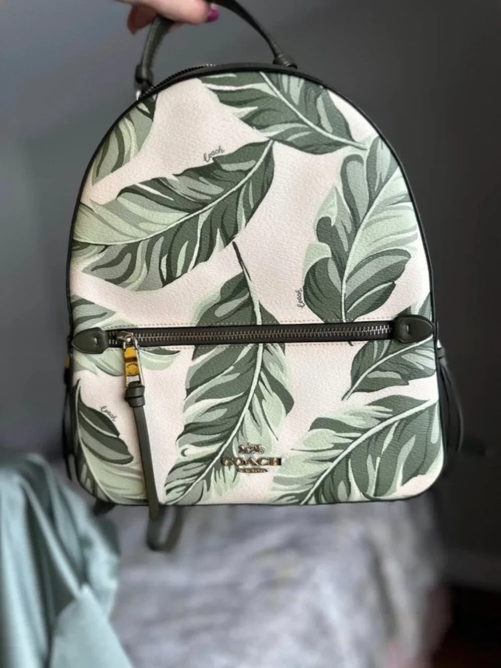 Coach Leather Backpack - Banana Leaves Print Jordyn Backpack - Picture 2 of 5